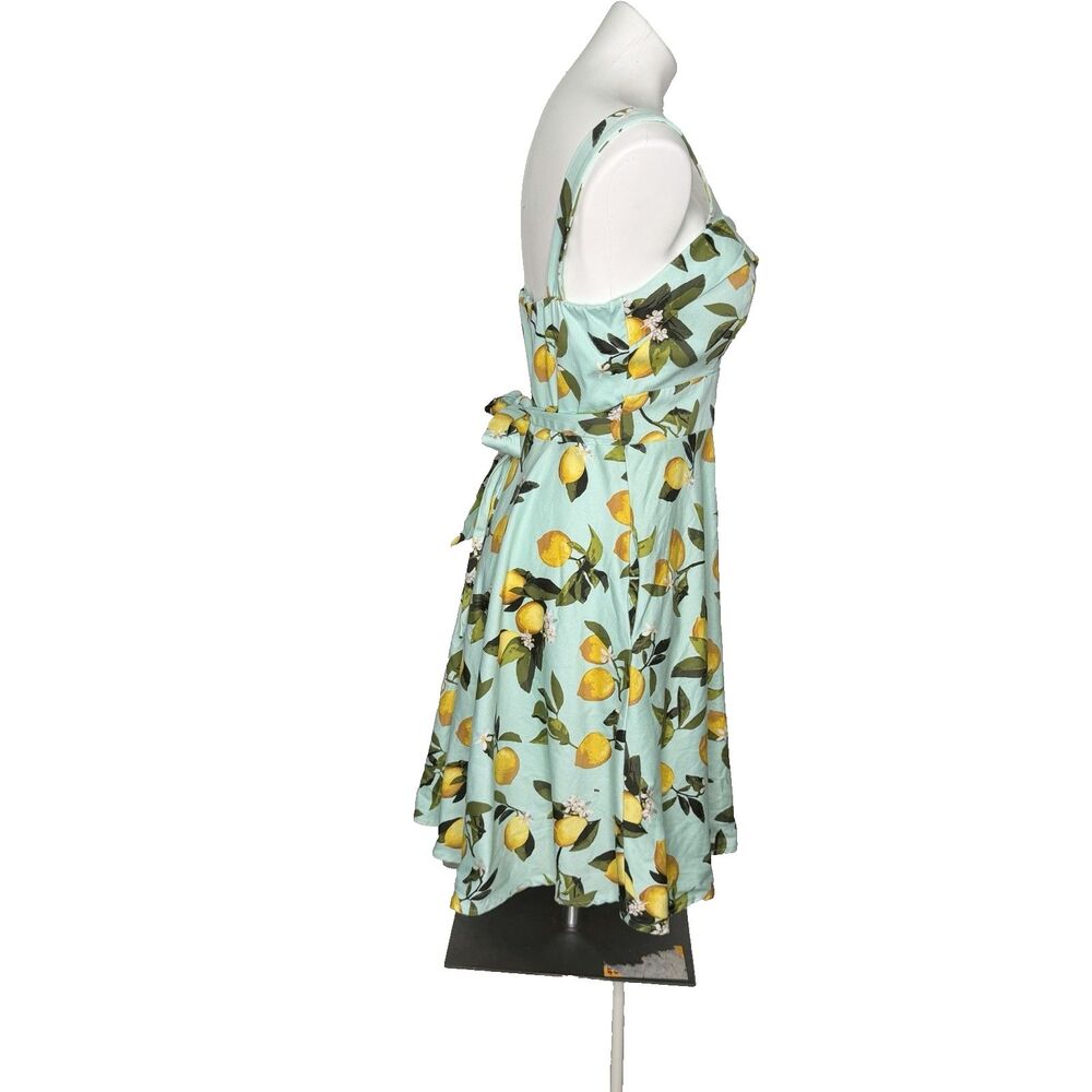50s Retro Euro Summer Chetta B Lemon Print Dress 6 All over Fruit - Picture 4 of 8